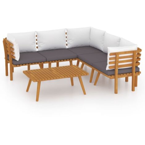 Salon de jardin 6 pcs Contemporain, Ensemble repas de jardin, avec coussins Bois d'acacia solide OIB4170E (1/5)