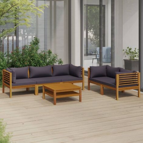 Salon de jardin 6 pcs - Canapé de jardin - Ensembles de Meubles d'exterieur - avec coussin Bois d'acacia solide Chic-830296 (1/5)