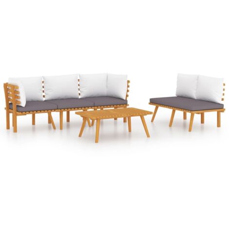 Salon de jardin 5 pcs Contemporain, Ensemble repas de jardin, avec coussins Bois d'acacia solide OIB1878E (1/5)