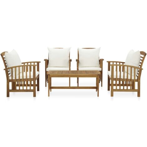 Salon de jardin 5 pcs Contemporain, Ensemble repas de jardin, avec coussins Bois d'acacia solide OIB6407E (1/5)