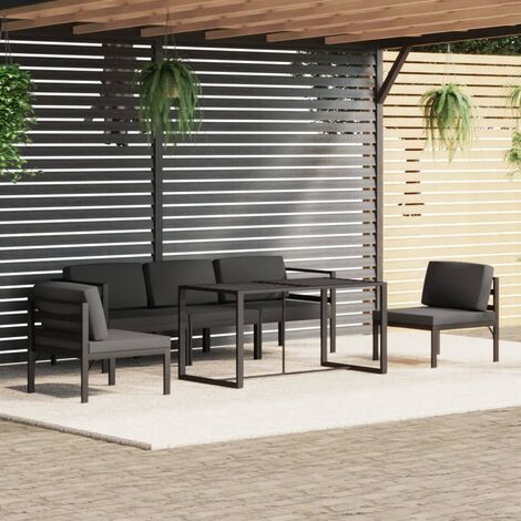 Salon de jardin 6 pcs Contemporain, Ensemble repas de jardin, avec coussins Aluminium Anthracite OIB9183E (1/5)