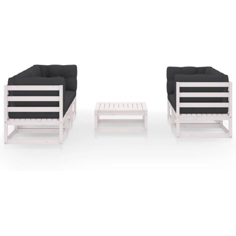 Salon de jardin 6 pcs Contemporain, Ensemble repas de jardin, avec coussins Bois de pin massif OIB5040E (1/5)