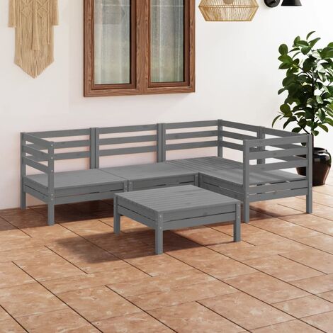 Salon de jardin 5 pcs - Canapé de jardin - Ensembles de Meubles d'exterieur - Bois de pin massif Gris Chic-263551 (1/5)