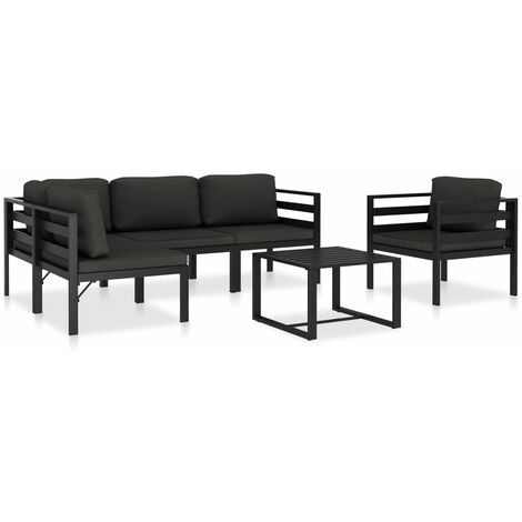 Salon de jardin 6 pcs Contemporain, Ensemble repas de jardin, avec coussins Aluminium Anthracite OIB5726E (1/5)