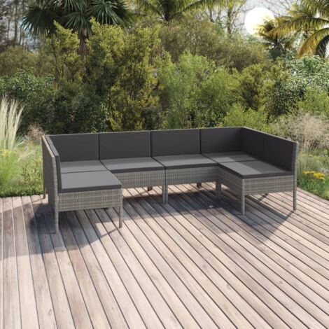 Salon de jardin 6 pcs - Canapé de jardin - Ensembles de Meubles d'exterieur - avec coussins Résine tressée Gris Chic-875227 (1/5)