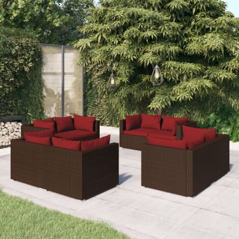 Salon de jardin 8 pcs - Canapé de jardin - Ensembles de Meubles d'exterieur - avec coussins Résine tressée Marron Chic-847833 (1/5)