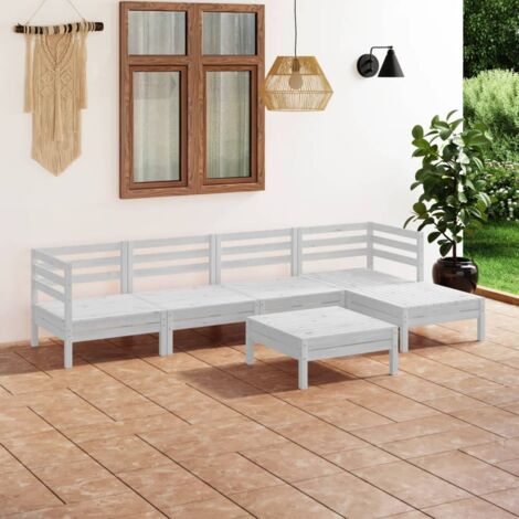 Salon de jardin 6 pcs - Canapé de jardin - Ensembles de Meubles d'exterieur - Bois de pin massif Blanc Chic-418465 (1/5)