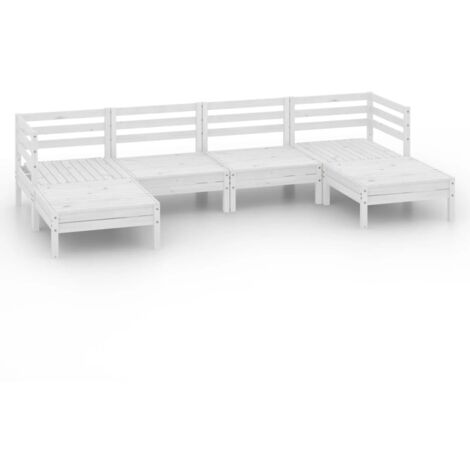 Salon de jardin 6 pcs Contemporain, Ensemble repas de jardin, Blanc Bois de pin massif OIB4421E (1/5)