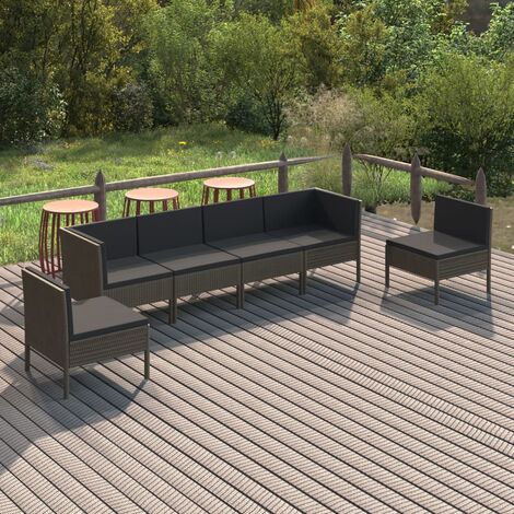 Salon de jardin 6 pcs Contemporain, Ensemble repas de jardin, avec coussins Résine tressée Gris OIB3366E (1/5)