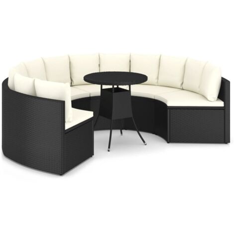 Salon de jardin 7 pcs - Canapé de jardin - Ensembles de Meubles d'exterieur - avec coussins Résine tressée Noir Chic-841751 (1/5)