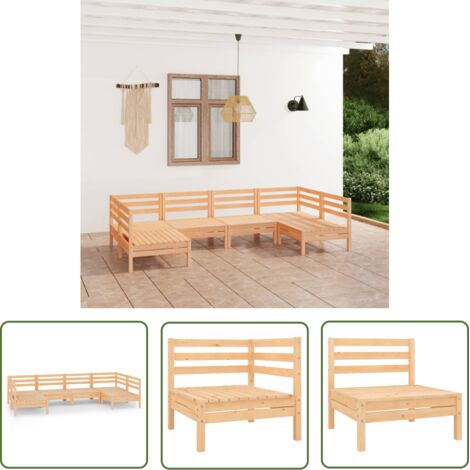Salon de jardin 6 pcs Contemporain, Ensemble repas de jardin, Bois de pin massif OIB2914E (1/5)
