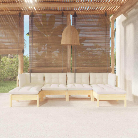 Salon de jardin 6 pcs - Canapé de jardin - Ensembles de Meubles d'exterieur - avec coussins crème Bois de pin Chic-409372 (1/5)