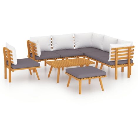 Salon de jardin 8 pcs Contemporain, Ensemble repas de jardin, avec coussins Bois d'acacia solide OIB5067E (1/5)