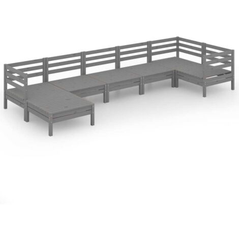 Salon de jardin 7 pcs - Canapé de jardin - Ensembles de Meubles d'exterieur - Bois de pin massif Gris Chic-115191 (1/5)