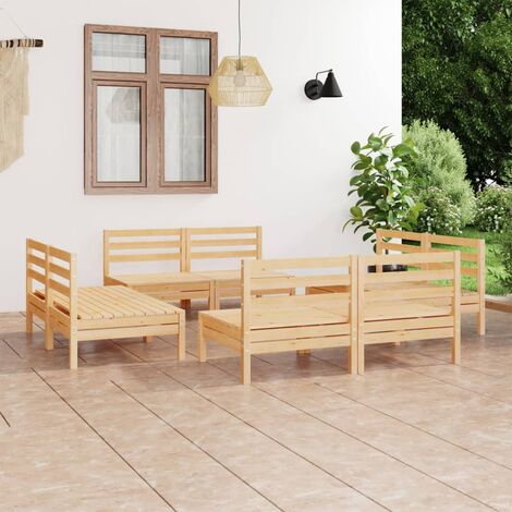 Salon de jardin 8 pcs - Canapé de jardin - Ensembles de Meubles d'exterieur - Bois de pin massif Chic-329147 (1/5)
