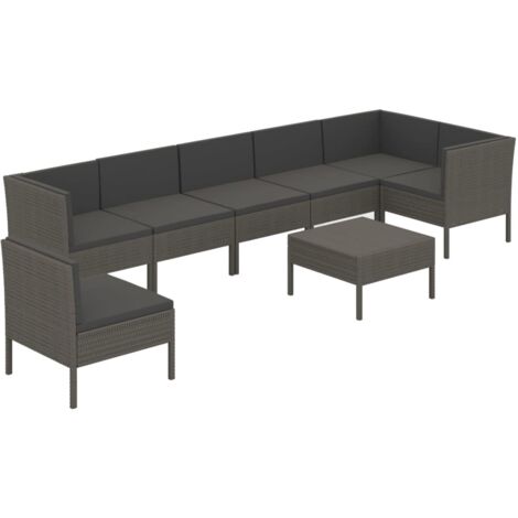 Salon de jardin 8 pcs - Canapé de jardin - Ensembles de Meubles d'exterieur - avec coussins Résine tressée Gris Chic-523900 (1/5)