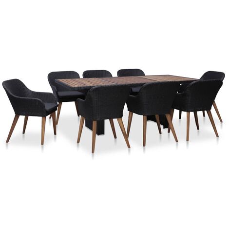 Salon de jardin 9 pcs - Canapé de jardin - Ensembles de Meubles d'exterieur - avec coussins Résine tressée Noir Chic-754412 (1/5)
