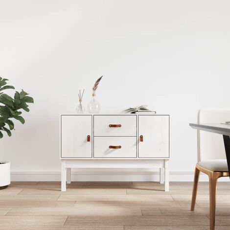 Buffet bas Contemporain - Meuble Commode de Rangement - Blanc 110x40x78 cm Bois massif de pin Chic-456901 (1/5)