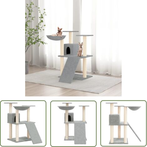Arbre à chat Cadre d'escalade de Chat avec griffoirs en sisal Gris clair 83 cm 59659 (1/5)