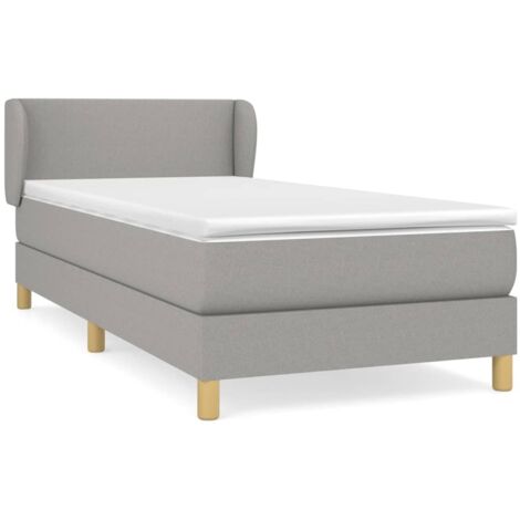 Lit adulte Contemporain  Lit à sommier tapissier avec matelas Gris clair 90x200 cm Tissu 81397 (1/5)