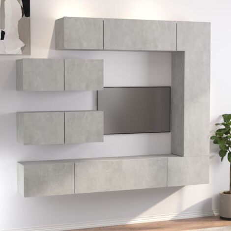 Ensemble de meubles TV 7 pcs pour Salon - Banc TV Gris béton Bois d'ingénierie BV840380 - BonneVie (1/5)