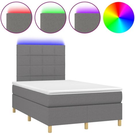 Sommier tapissier et matelas et LED  Lit adulte Contemporain Gris foncé 120x200 cm Tissu 98076 (1/5)