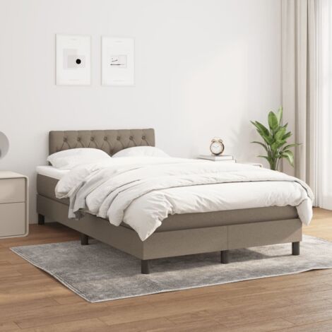 Lit adulte Contemporain Lit à sommier tapissier avec matelas Taupe 120x200 cm Tissu 95234 (1/5)