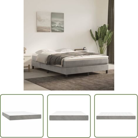 The Living Store Matelas de lit à ressorts ensachés Gris clair 140x190x20 cm - Matelas À Ressorts Ensachés - Matelas Moelleux - Matelas Support Moyen - Matelas Velours - Literie (1/5)