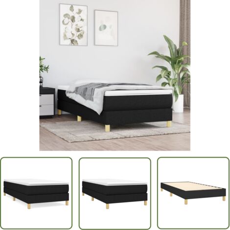 Lit adulte Contemporain Lit à sommier tapissier avec matelas Noir 90x200 cm Tissu 71501 (1/5)