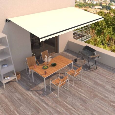 Auvent manuel rétractable Store Banne Auvent de jardin 600x350 cm Crème 17203 (1/5)