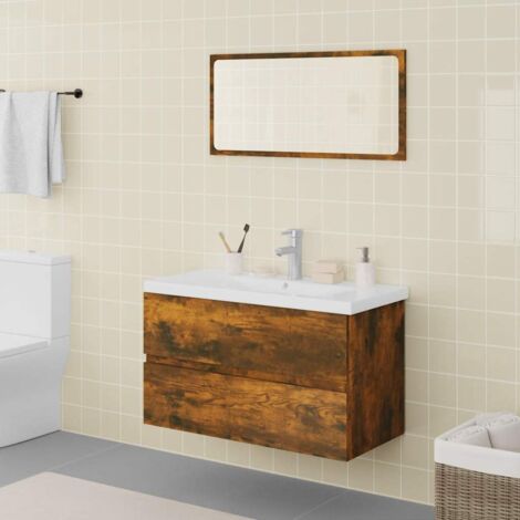 Meubles de salle de bain Armoire de rangement Chêne fumé Bois d'ingénierie 71351 (1/5)