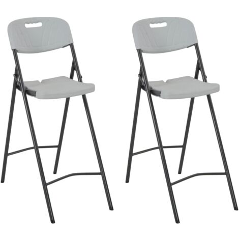 Lot de 2 Chaises de bar pliables Tabourets de bar - Tabouret Haut PEHD et acier Blanc BV421923 - BonneVie (1/5)