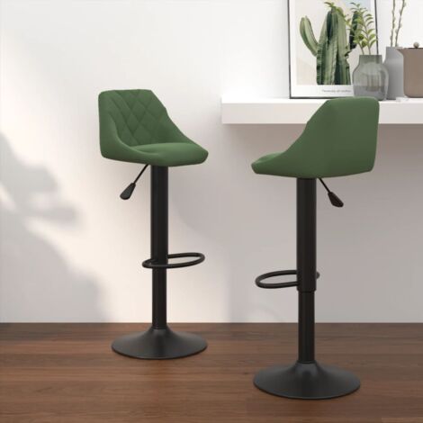 Lot de 2 Tabourets de bar Style Contemporain Chaises de bar Vert foncé Velours 90709 (1/5)