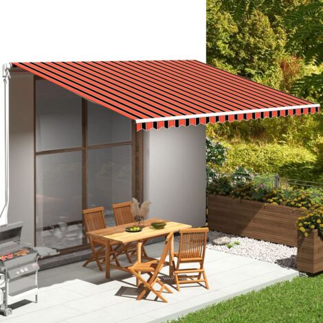 Tissu de remplacement pour auvent - pour Jardin Terrasse Extérieur Patio Orange et marron 5x3,5 m BV917621 - BonneVie (1/5)