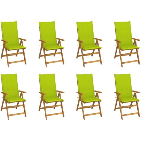 Lot de 8 Chaises de jardin pliables - Chaises d'extérieur pour terrasse/jardin avec coussins Bois d'acacia BV462600 - BonneVie (1/5)