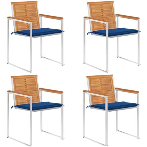Lot de 4 Chaises de jardin et de camping, Chaises de relaxation, avec coussins Bois d'acacia massif OIB7168E (1/5)