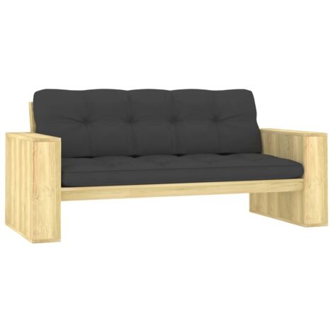 Banc de jardin Banc d'extérieur Banquette avec coussins anthracite 179 cm Pin imprégné 22631 (1/5)