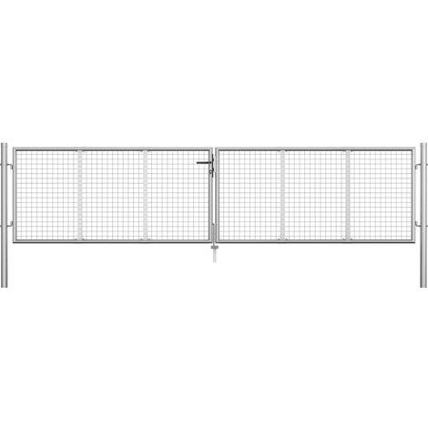 Porte de jardin Portail de jardin Portail de clôture Acier galvanisé 415x125 cm Argenté 83451 (1/5)