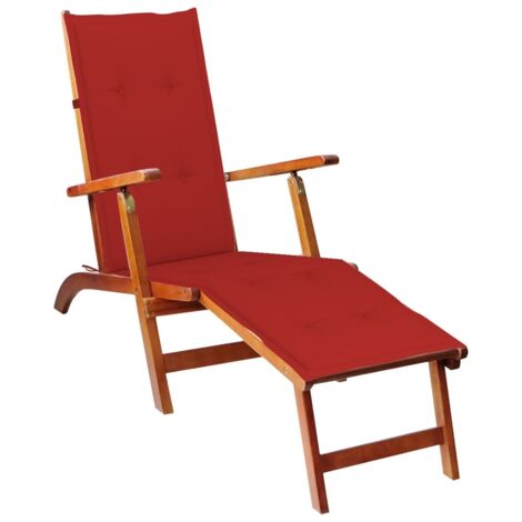 Chaise de jardin Chaise de terrasse  avec repose-pied et coussin Acacia solide 65068 (1/5)