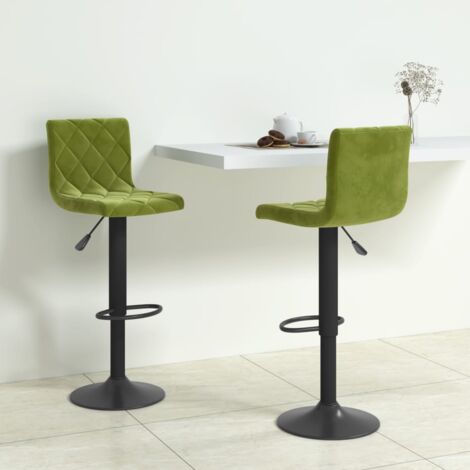 Lot de 2 Chaises de bar Tabourets de bar - Tabouret Haut Vert clair Velours BV285600 - BonneVie (1/5)