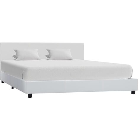 Lit adulte Contemporain Cadre de lit Blanc Similicuir 140 x 200 cm 26253 (1/5)