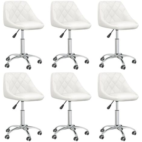 Lot de 6 Chaises pivotantes Chaises de salle à manger Chaise de cuisine Blanc Similicuir 11502 (1/5)