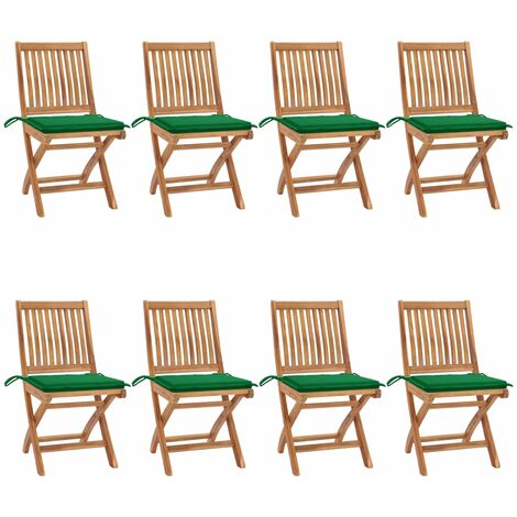 Lot de 8 Chaises de jardin pliables  Fauteuils de Jardin avec coussins Teck solide 18393 (1/5)