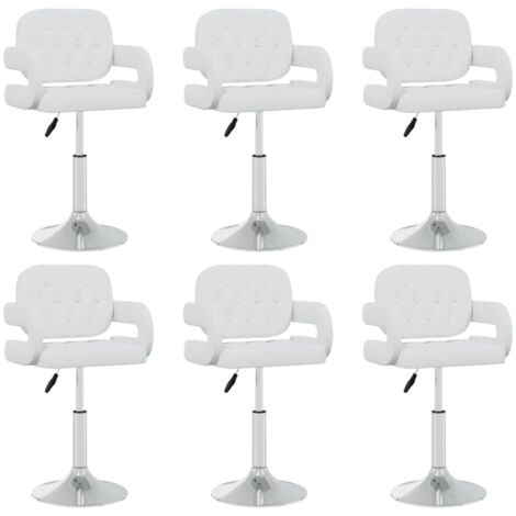 Lot de 6 Chaises pivotantes Chaises de salle à manger Chaise de cuisine Blanc Similicuir 96516 (1/5)