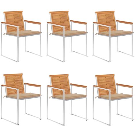 Lot de 6 Chaises de jardin Fauteuils de Jardin avec coussins Bois d'acacia solide 19107 (1/5)
