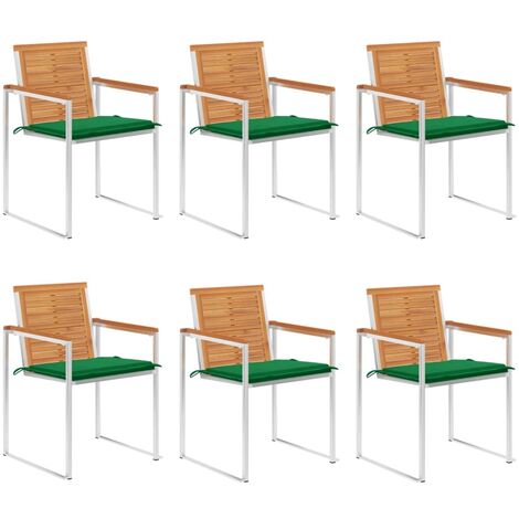 Lot de 6 Chaises de jardin Fauteuils de Jardin avec coussins Bois d'acacia solide 84069 (1/5)