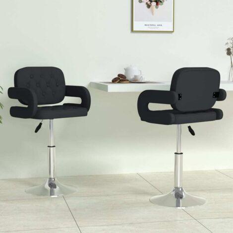 Lot de 2 Chaises pivotantes  Chaises de salle à manger Chaise de cuisine  Noir Similicuir 44199 (1/5)