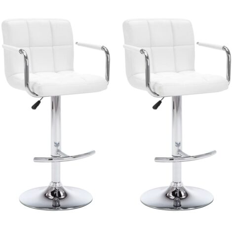 Tabourets de bar 2 pcs Blanc Similicuir Kila (1/5)