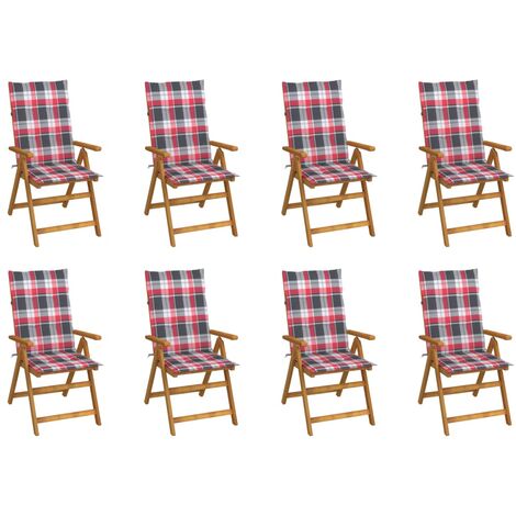 Lot de 8 Chaises de jardin pliables - Chaises d'extérieur pour terrasse/jardin avec coussins Bois d'acacia BV668338 - BonneVie (1/5)