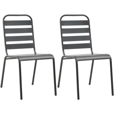 Lot de 2 Chaises de jardin empilables Chaises d'extérieur  Fauteuil de Jardin Acier Gris 56125 (1/5)